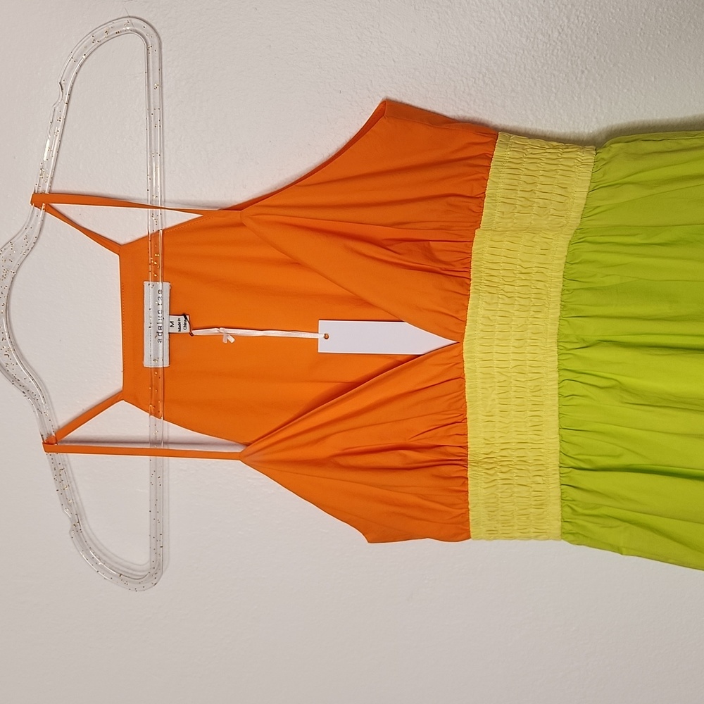 Adelyn Rae Playa Colorblock Poplin Midi Dress Size Med - Picture 4 of 11